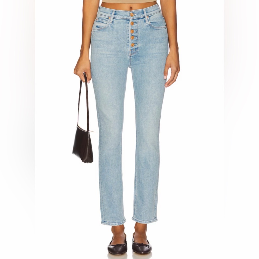 MOTHER Women's Light Blue High Rise Straight Leg Jeans